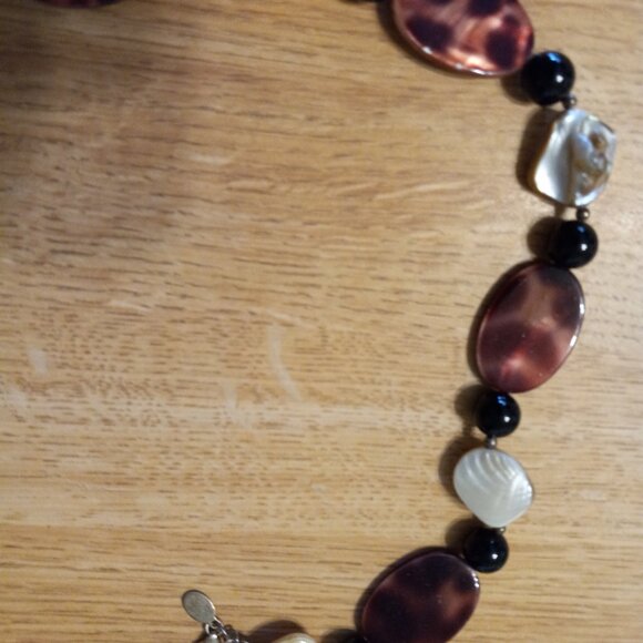 VINTAGE Sign Donna Dressler 925 Sterling Silver , MOP , Blk ONYX & Mr NECKLACE - Picture 6 of 7